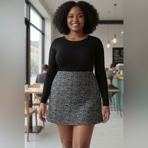 Michel Studio Collection Black & Silver Cocktail Pencil Skirt - Size 2X